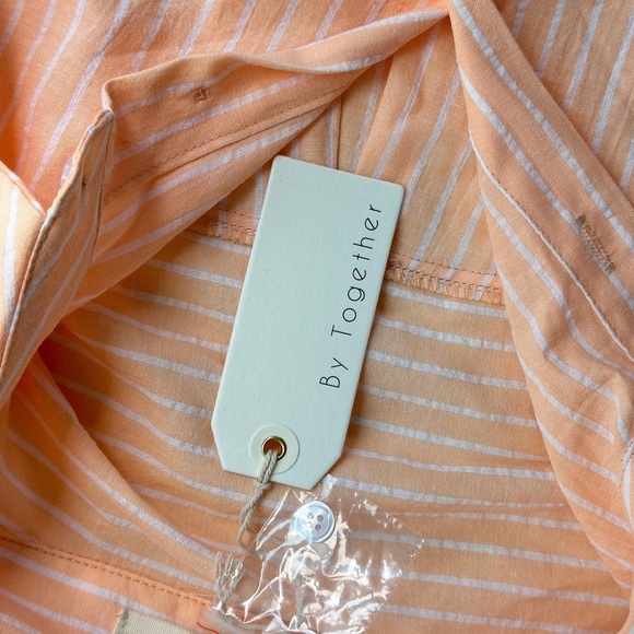 NWT Orange Stripped Button Down By Together Button Down Size S - Picture 3 of 3
